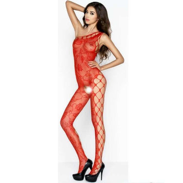 Bodystocking a Rete Rosso Aperto Passion, Sexy e Taglia Unica
